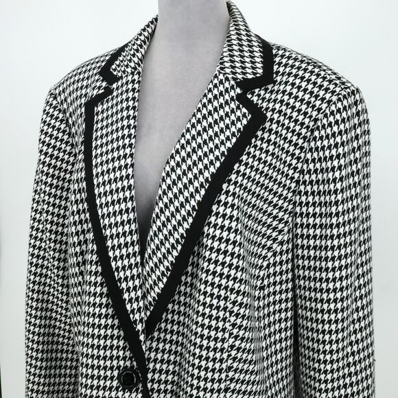 Kasper Jacket Plus Size 24W White Black Houndstooth Lined Blazer Pockets Career - Picture 13 of 15